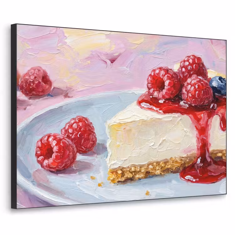 Eten - Cheesecake - Bessen - Abstract - Roze Textielframe zwart klein -3d