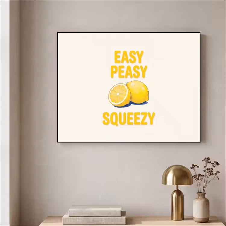 Eten - Citroenen - Keuken - Illustratie - Geel Textielframe zwart klein -sfeer2