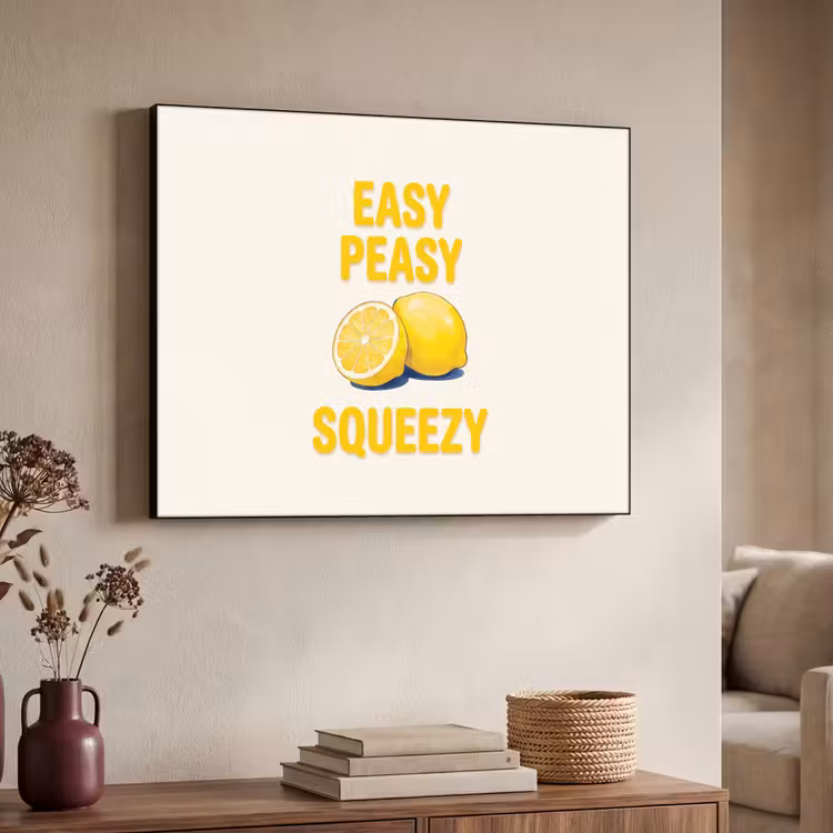 Eten - Citroenen - Keuken - Illustratie - Geel Textielframe zwart klein -sfeer3