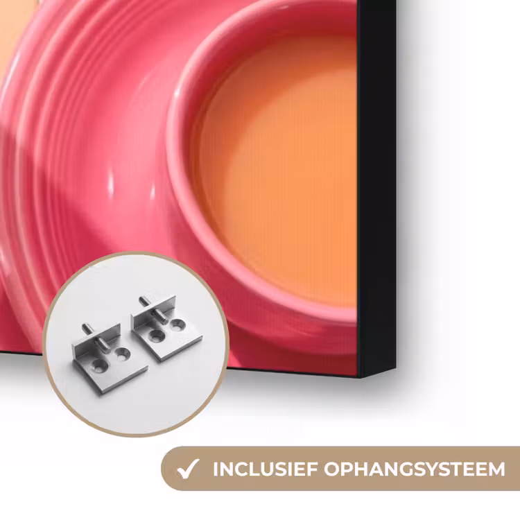 Eten - Citrusvruchten - Stillevens - Roze - Oranje Textielframe zwart klein -USP_ophangsysteemNL