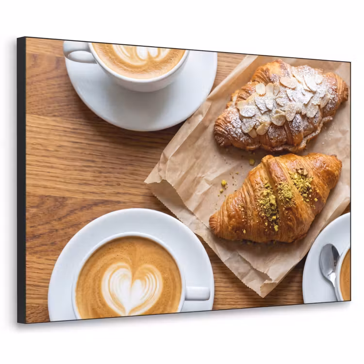 Eten - Croissant - Koffie - Ontbijt - Modern Textielframe zwart klein -3d