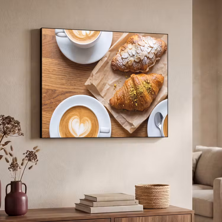 Eten - Croissant - Koffie - Ontbijt - Modern Textielframe zwart klein -sfeer3