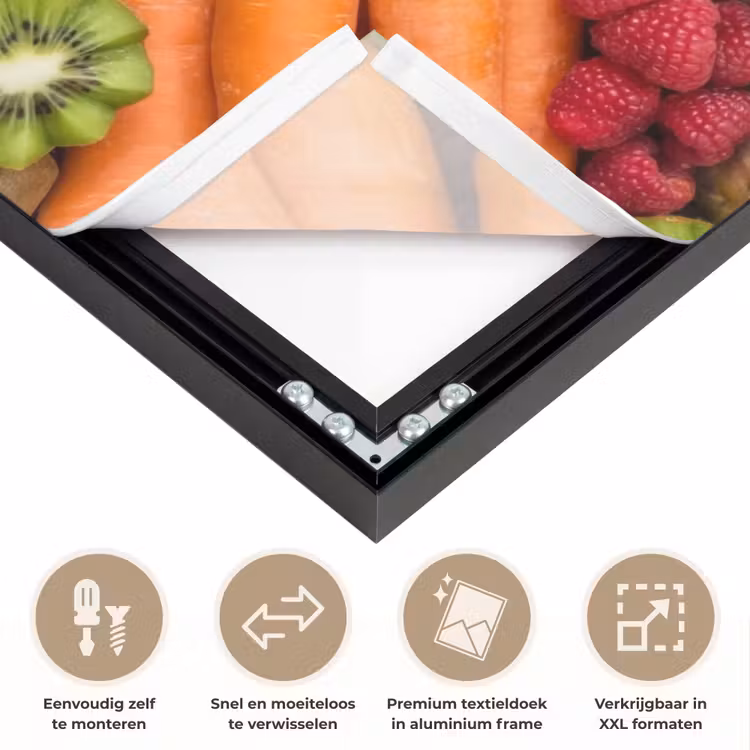 Eten - Fruit - Groenten - Vers - Kleurrijk Textielframe zwart klein -USP_closeupNL