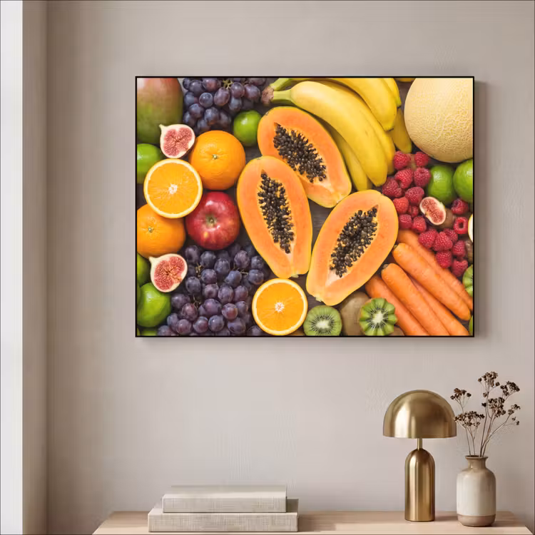 Eten - Fruit - Groenten - Vers - Kleurrijk Textielframe zwart klein -sfeer2