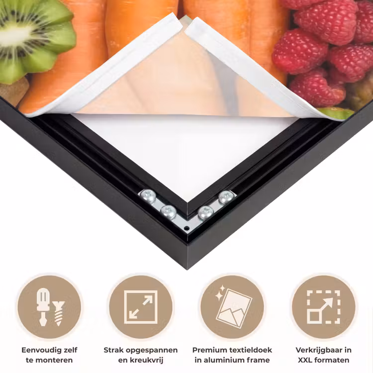 Eten - Fruit - Groenten - Vers - Kleurrijk Textielframe zwart klein -USP_feed_closeupNL