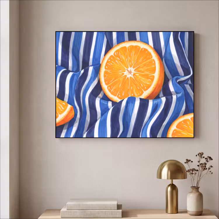 Art frame - Eten - Fruit - Oranje - Eten - Fruit - Oranje Textielframe zwart klein