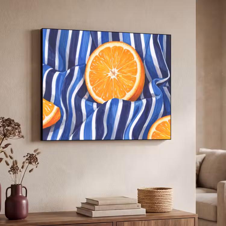 Art frame - Eten - Fruit - Oranje - Eten - Fruit - Oranje Textielframe zwart klein