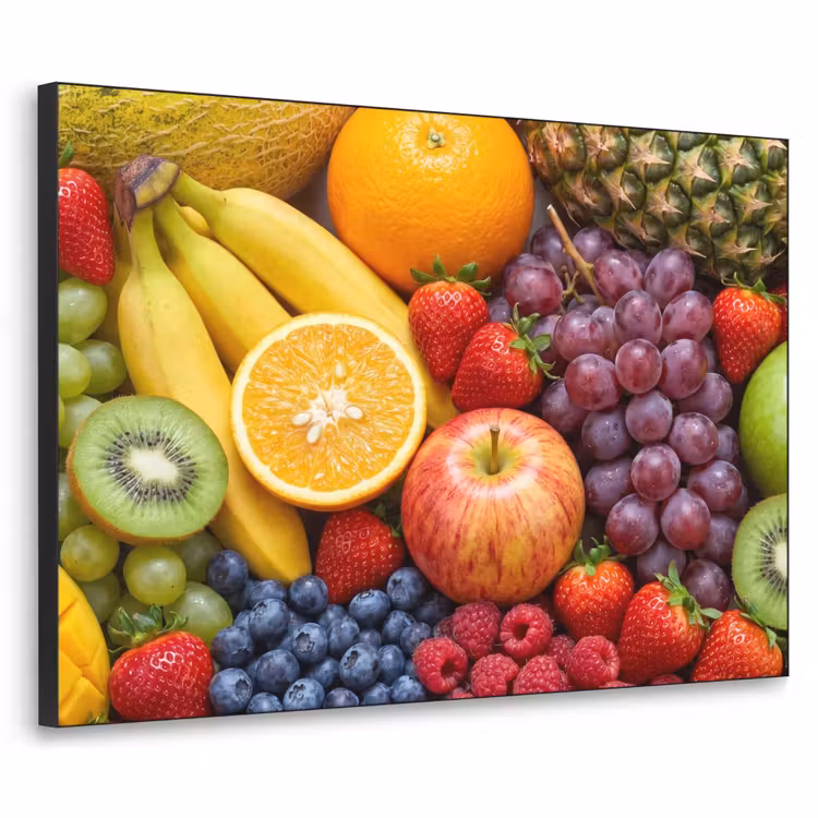Eten - Fruit - Vers - Kleurrijk - Voeding Textielframe zwart klein -3d