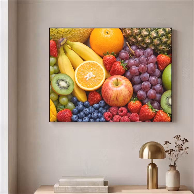 Eten - Fruit - Vers - Kleurrijk - Voeding Textielframe zwart klein -sfeer2