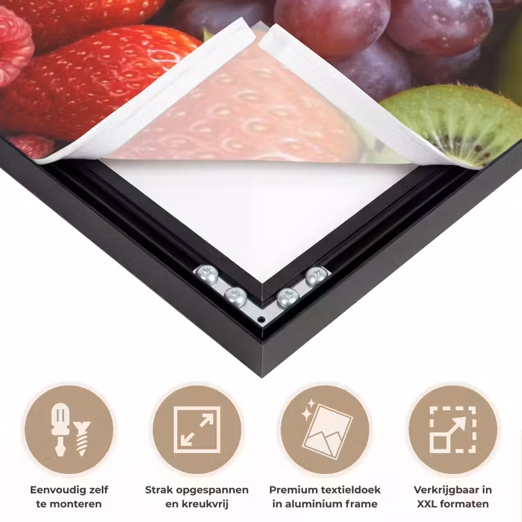 Eten - Fruit - Vers - Kleurrijk - Voeding Textielframe zwart klein -USP_feed_closeupNL