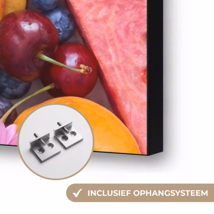 Eten - Fruit - Zomer - Kleurrijk Textielframe zwart klein -USP_ophangsysteemNL