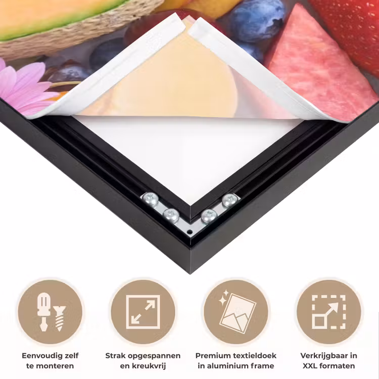 Eten - Fruit - Zomer - Kleurrijk Textielframe zwart klein -USP_feed_closeupNL