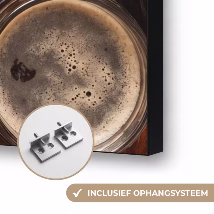 Eten - Glazen - Drank - Patroon - Bruin Textielframe zwart klein -USP_ophangsysteemNL