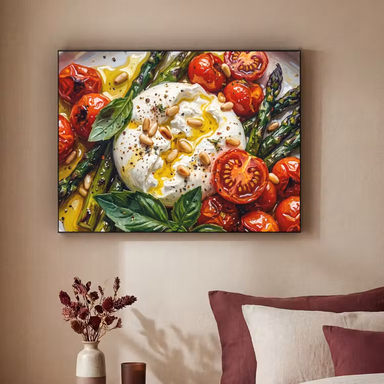 Eten - Groenten - Kaas - Modern - Vers Textielframe zwart klein -sfeer1