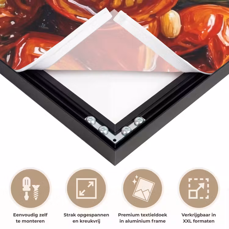 Eten - Groenten - Kaas - Modern - Vers Textielframe zwart klein -USP_feed_closeupNL