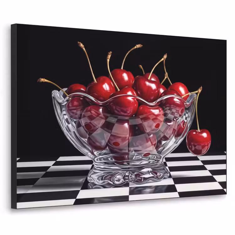 Art frame - Eten - Kersen - Rood - Eten - Kersen - Rood Textielframe zwart klein