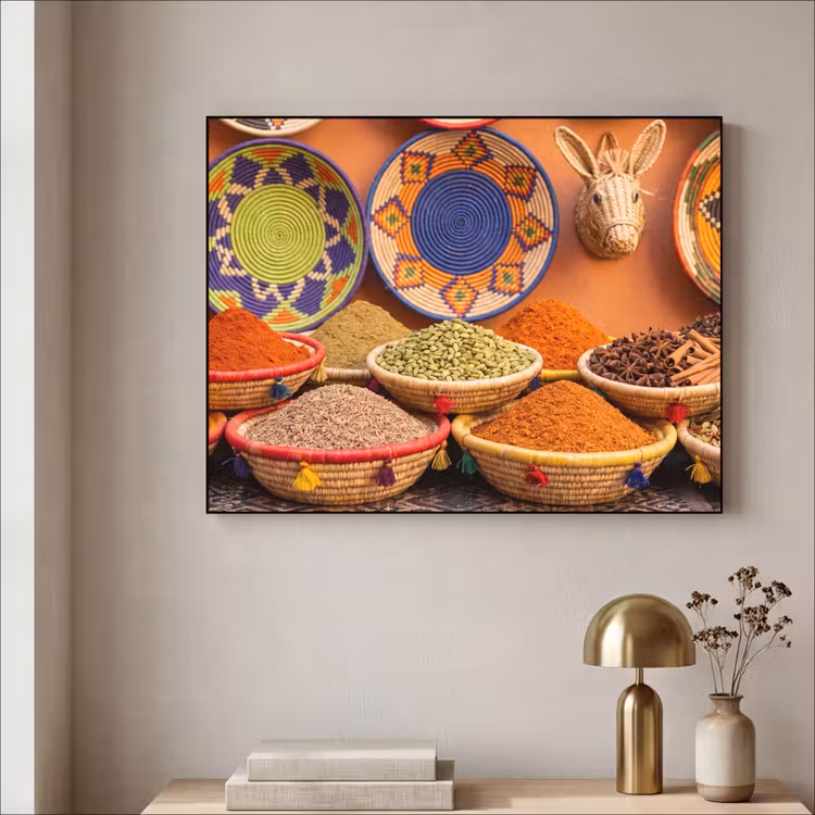 Art frame - Eten - Kleurrijk - Cultuur - Eten - Kleurrijk - Cultuur Textielframe zwart klein