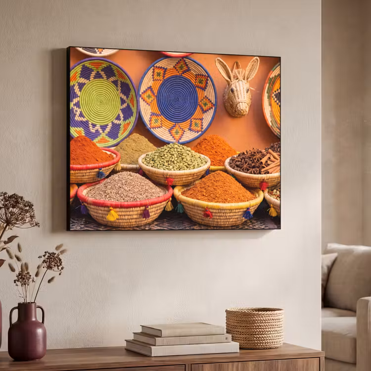 Art frame - Eten - Kleurrijk - Cultuur - Eten - Kleurrijk - Cultuur Textielframe zwart klein