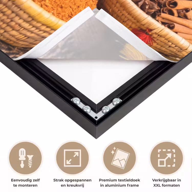 Art frame - Eten - Kleurrijk - Cultuur - Eten - Kleurrijk - Cultuur Textielframe zwart klein