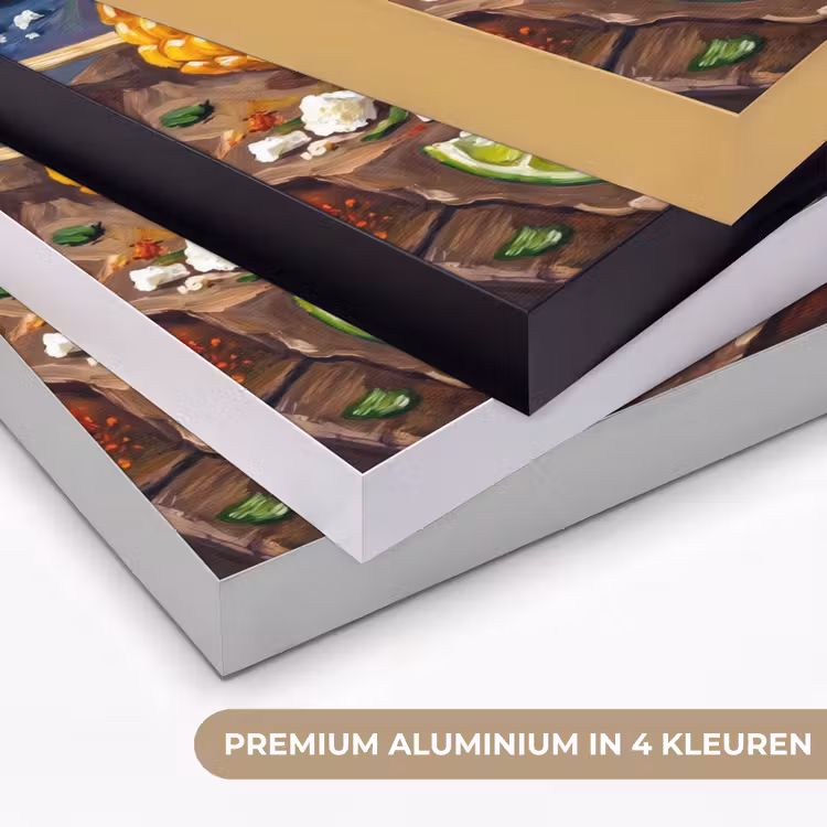 Eten - Maïs - Saus - Geschilderd - Geel Textielframe zwart klein -USP_kleurenNL