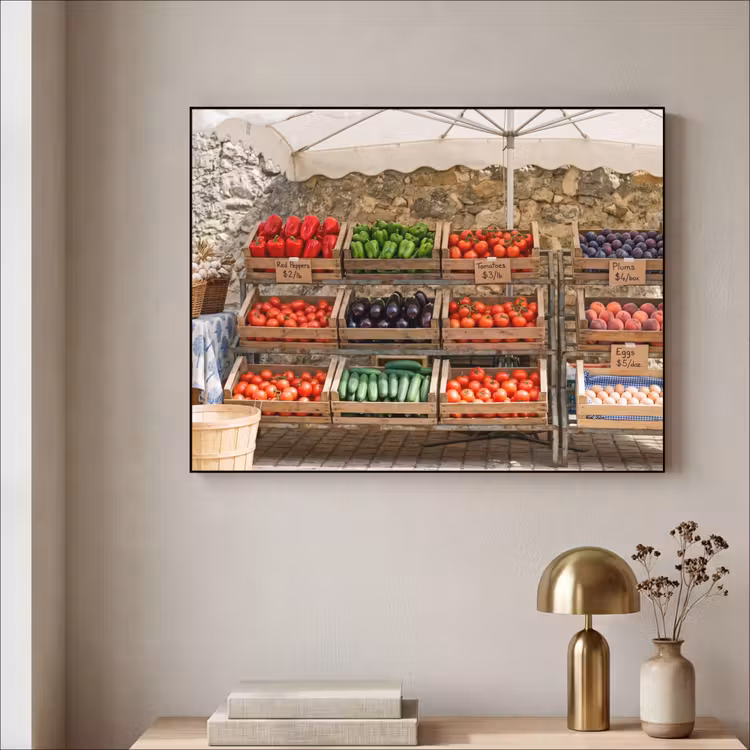 Art frame - Eten - Markt - Vers - Eten - Markt - Vers Textielframe zwart klein