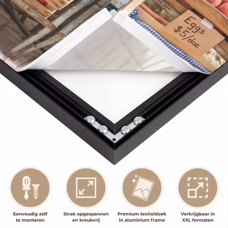 Art frame - Eten - Markt - Vers - Eten - Markt - Vers Textielframe zwart klein