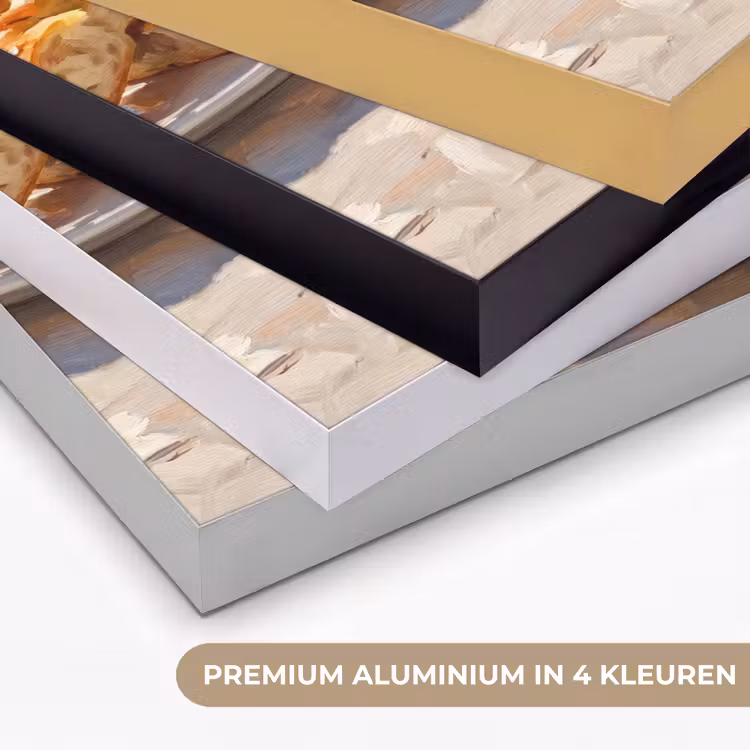 Eten - Middellandse Zee - Natuur - Geschilderd Textielframe zwart klein -USP_kleurenNL