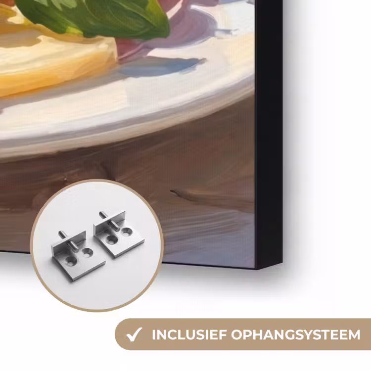 Eten - Middellandse Zee - Natuur - Geschilderd Textielframe zwart klein -USP_ophangsysteemNL