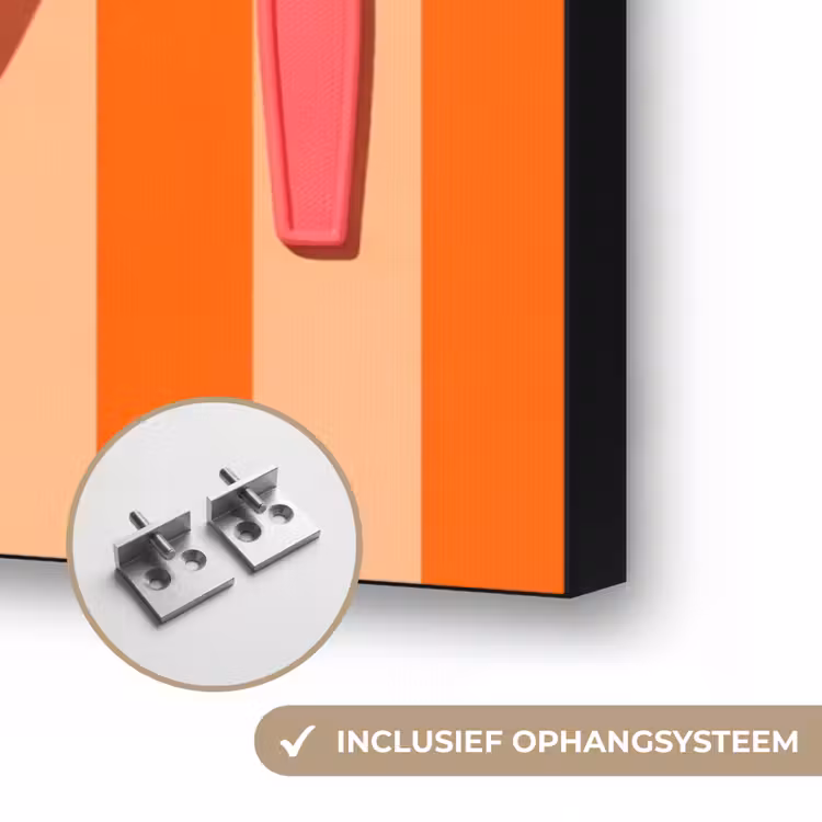 Eten - Oester - Zeevruchten - Oranje - Modern Textielframe zwart klein -USP_ophangsysteemNL