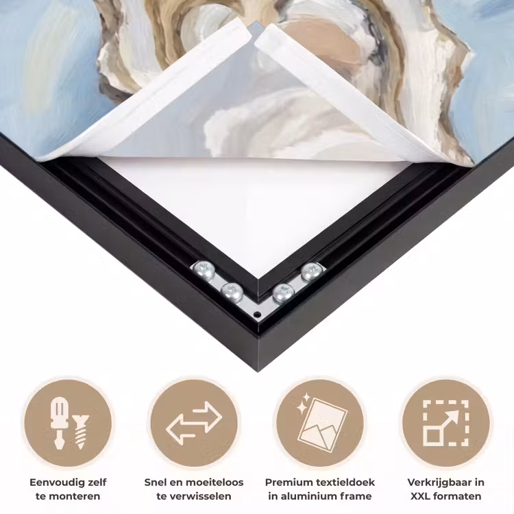 Eten - Oesters - Citroenen - Modern - Geel Textielframe zwart klein -USP_closeupNL