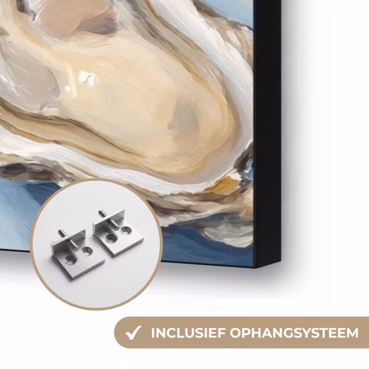 Eten - Oesters - Citroenen - Modern - Geel Textielframe zwart klein -USP_ophangsysteemNL