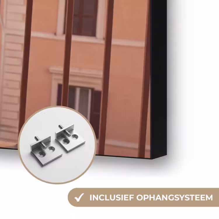 Eten - Ontbijt - Balkon - Stad - Zonsopgang Textielframe zwart klein -USP_ophangsysteemNL