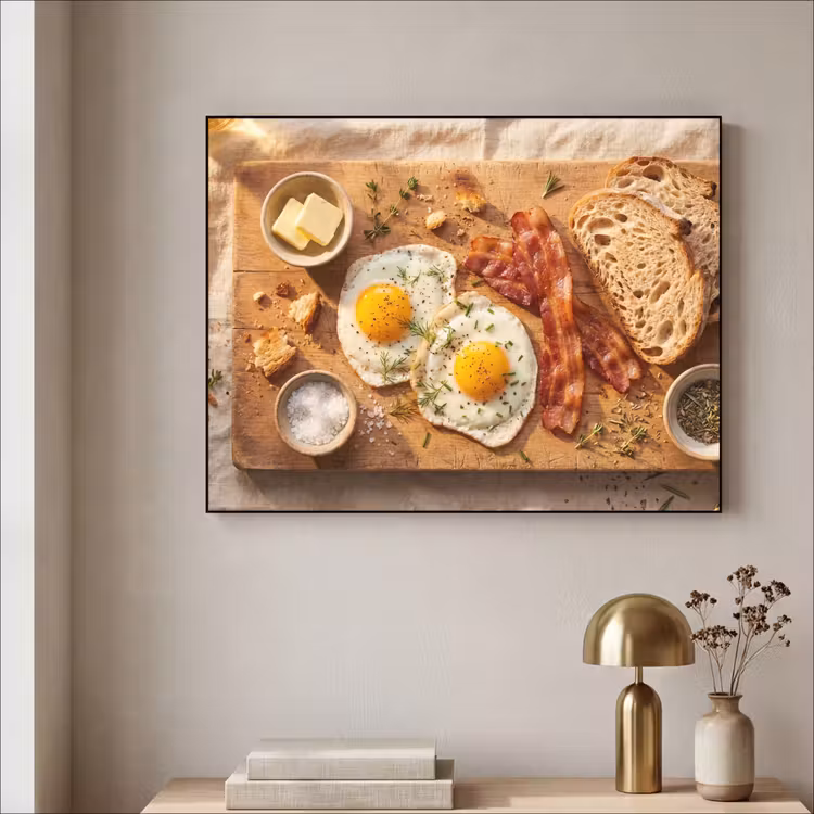 Eten - Ontbijt - Hout - Rustiek - Geel Textielframe zwart klein -sfeer2