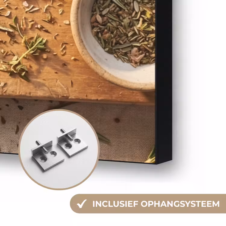 Eten - Ontbijt - Hout - Rustiek - Geel Textielframe zwart klein -USP_ophangsysteemNL