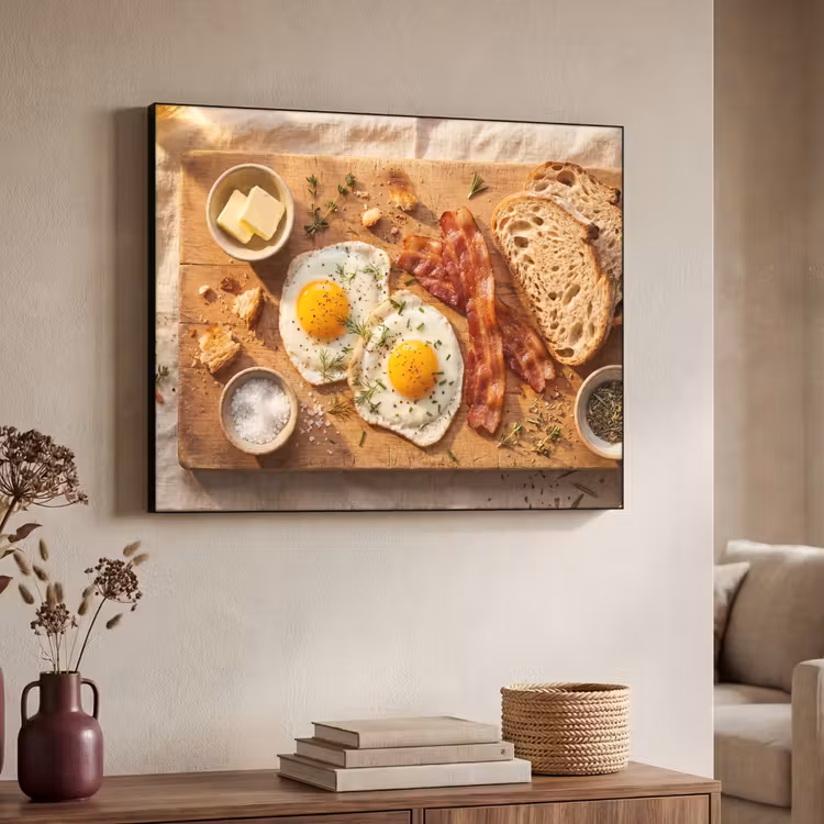 Eten - Ontbijt - Hout - Rustiek - Geel Textielframe zwart klein -sfeer3
