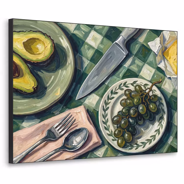 Eten - Ontbijt - Tafel - Modern - Groen Textielframe zwart klein -3d