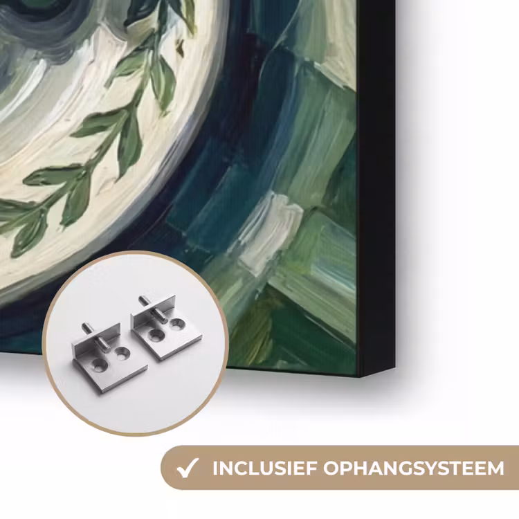 Eten - Ontbijt - Tafel - Modern - Groen Textielframe zwart klein -USP_ophangsysteemNL