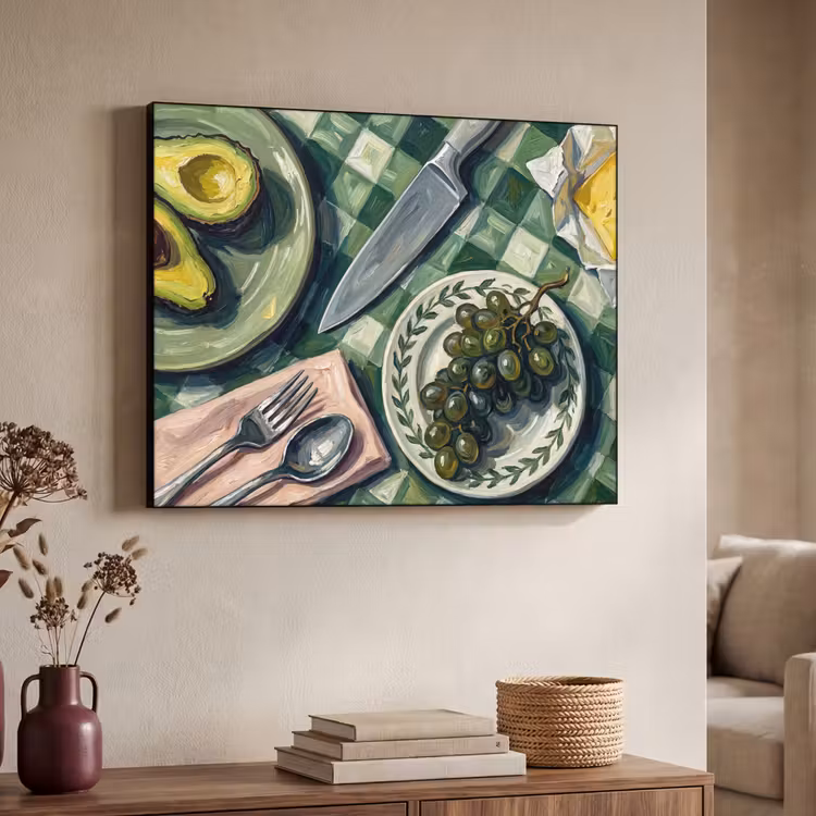 Eten - Ontbijt - Tafel - Modern - Groen Textielframe zwart klein -sfeer3