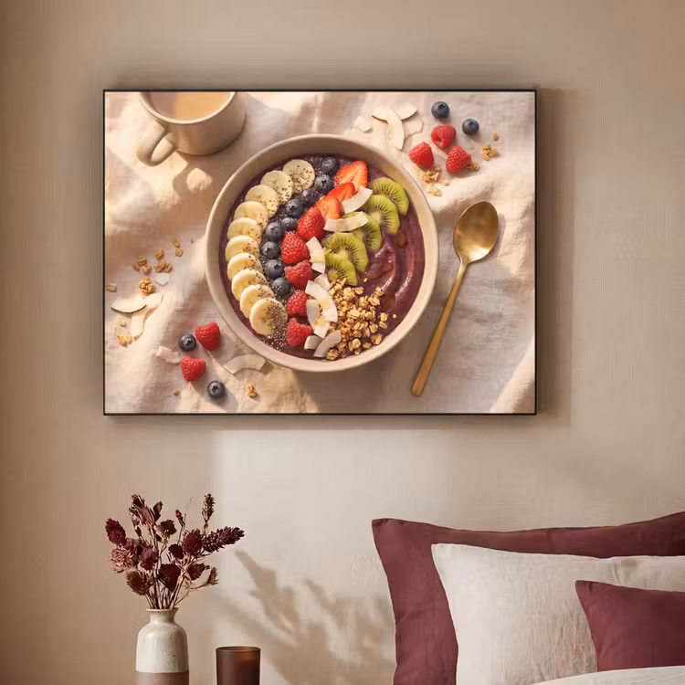 Eten - Ontbijtkom - Fruit - Gezond - Kleurrijk Textielframe zwart klein -sfeer1
