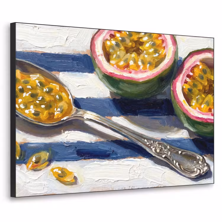 Eten - Passievrucht - Tropisch - Modern - Kleurrijk Textielframe zwart klein -3d