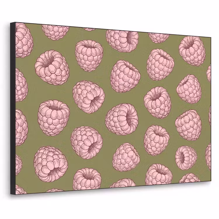 Eten - Patroon - Illustratie - Roze - Groen Textielframe zwart klein -3d
