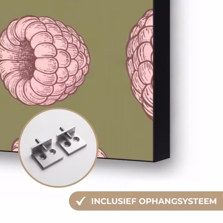 Eten - Patroon - Illustratie - Roze - Groen Textielframe zwart klein -USP_ophangsysteemNL