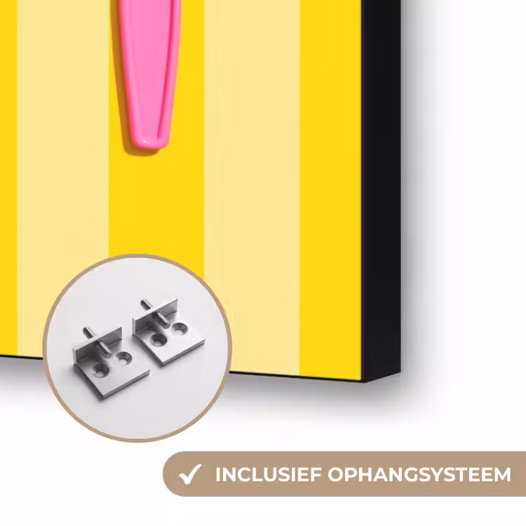 Eten - Roze - Geel - Modern - Culinaire Textielframe zwart klein -USP_ophangsysteemNL