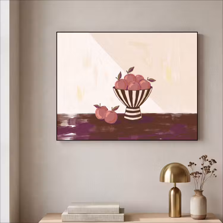 Eten - Schaal - Stilleven - Modern - Rood Textielframe zwart klein -sfeer2