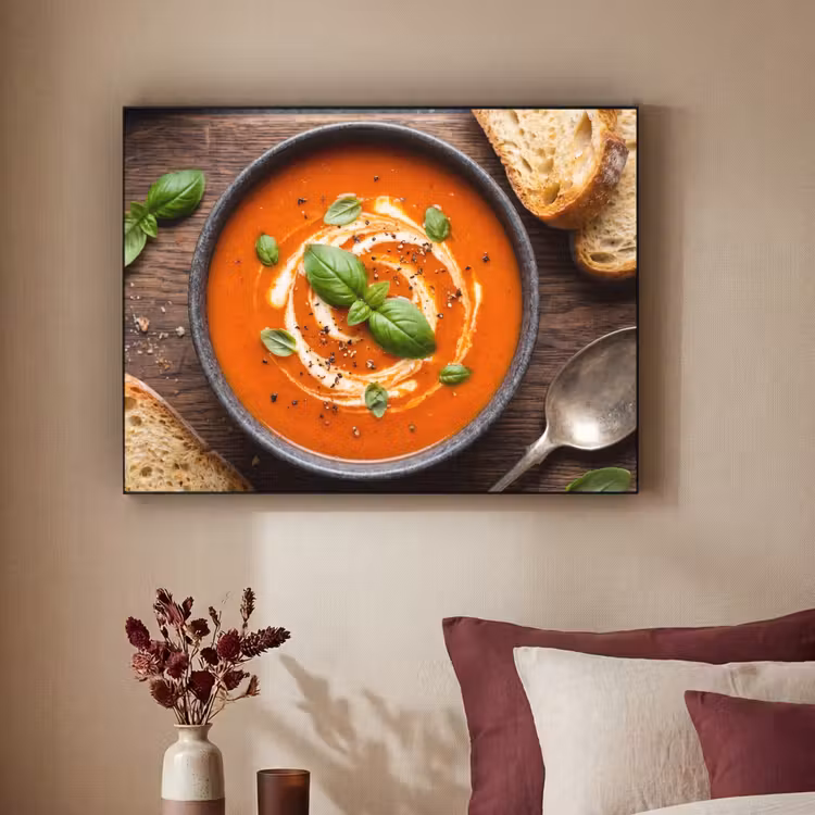 Eten - Soep - Basilicum - Rustiek - Rood Textielframe zwart klein -sfeer1