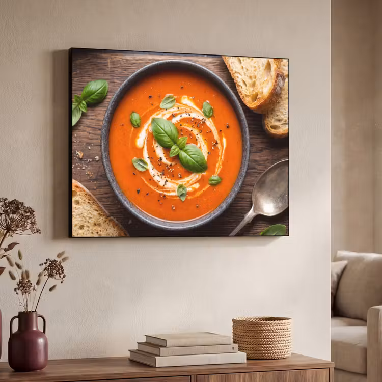 Eten - Soep - Basilicum - Rustiek - Rood Textielframe zwart klein -sfeer3