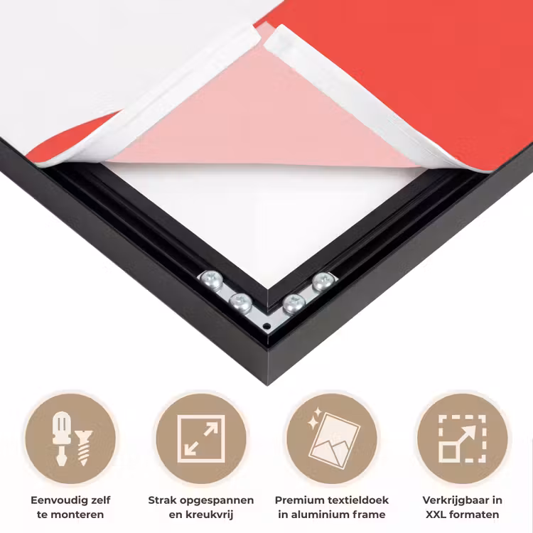 Eten - Spreuk - Keuken - Grafisch - Rood-Wit Textielframe zwart klein -USP_feed_closeupNL