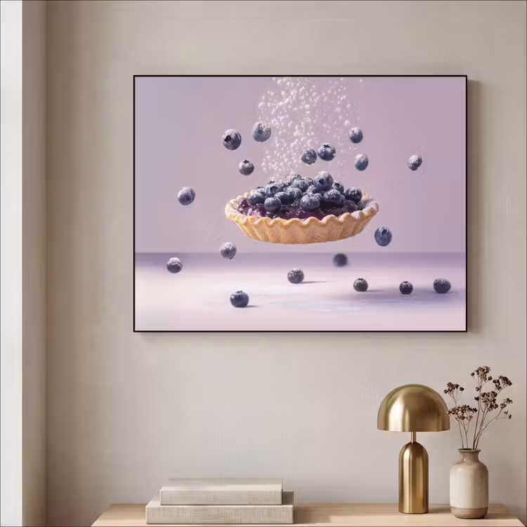 Eten - Taart - Bessen - Blauw Textielframe - compleet frame klein -sfeer2