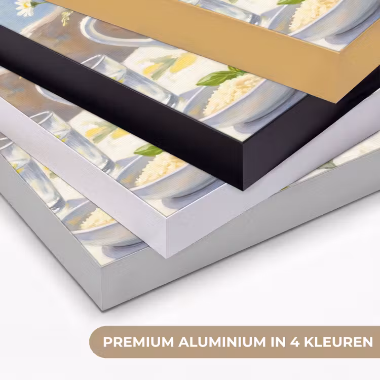 Eten - Terras - Zomer - Geschilderd - Geel Textielframe zwart klein -USP_kleurenNL