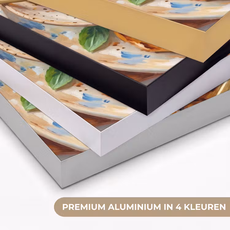 Eten - Tomaat - Brood - Kleurrijk - Keuken Textielframe zwart klein -USP_kleurenNL